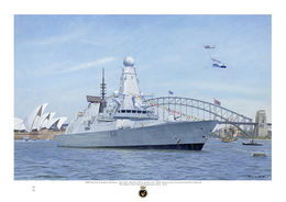 HMS Daring at Sydney Harbour HMS Daring in Sydney Harbour Australia with the bridge and opera house visible behind.