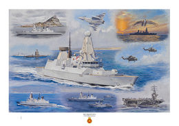 HMS Dragon HMS Dragon in the centre with various images of her activities around including the USS Nimitz