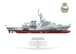 HMS Forth Starboard side view illustration showing camouflage scheme