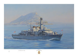 HMS Kent HMS Kent off Gibrlatar on a misty sunny day with calm blue sea.