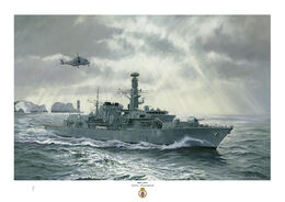 HMS Kent HMS Kent at sea off the Needles IOW starboard view in her Sea Ceptor missile appearance, with rays of sunlight behind and glittering sea.