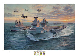 HMS Prince of Wales with HMS Illustrious, HMS Eagle and HMS Ocean. HMS Prince of Wales, HMS Illustrious, HMS Eagle, HMS Ocean, Buccaneer, Harrier
