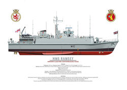 HMS Ramsey Starboard view of complete vessel.
