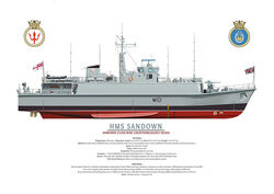 HMS Sandown side view drawing