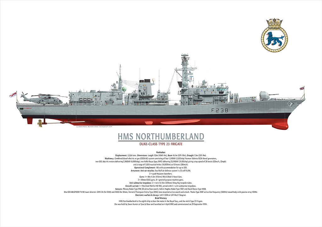 HMS Northumberland starboard profile circa 2012