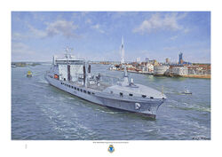 RFA Tideforce departing Portsmouth Harbour