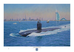 USS Springfield (SSN 761) on the surface as she leaves Dubai.