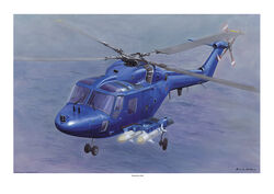 Westland Lynx HAS2 airborne over the sea.