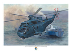 Estlan Sea King HAS5 (16) of 820 NAS Rescues survivors from MV Atlantic Conveyor 25 May 1982