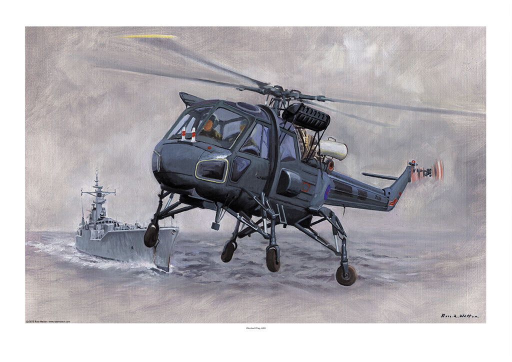 Westland Wasp helicopter with Rothesay-class Frigate