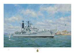 HMS Edinburgh HMS Edinburgh leaving Portsmouth harbour on a sunny day passing the Round Tower.