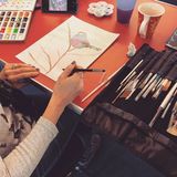 Penny painting at Belper Sunday Painters