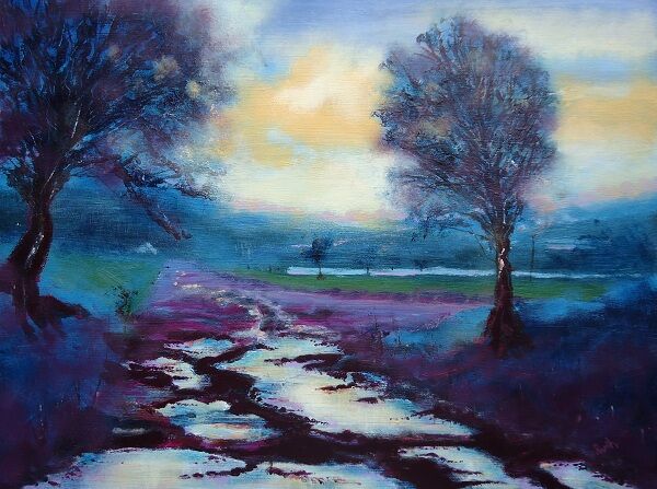 Evening Puddles at Belper Tennis Club