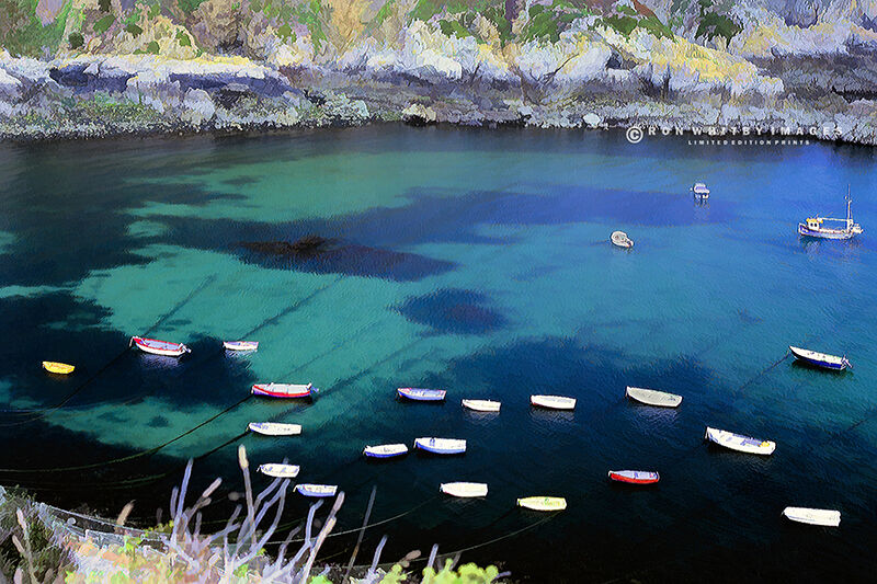 Boats in Moulin Huet Bay Guernsey