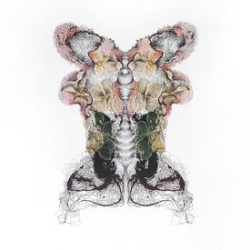 Uncovered Covers collagraph monoprint with tights, nets, hair by Sally Butcher Fine Art