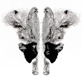 Uncovered Covers collagraph monoprint with tights, nets, hair by Sally Butcher Fine Art