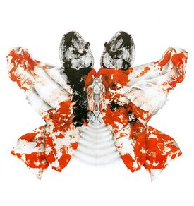 Uncovered Covers collagraph monoprint with tights, nets, hair by Sally Butcher Fine Art