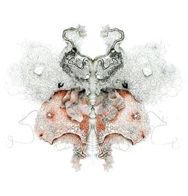 Uncovered Covers collagraph monoprint with tights, nets, hair by Sally Butcher Fine Art