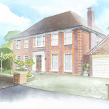 House portrait: North London house. A3 watercolour_house_portrait_London house_sallybarton