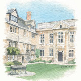 Portrait of Oxford College. A5 HousePortraits_SallyBarton_PortraitsinWatercolour_OxfordColleges