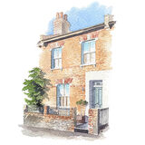 Portrait of terraced house HousePortrait_SallyBarton_Victorian_Watercolour_TerracedHouse