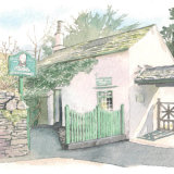 House portrait of Grasmere Gingerbread Shop, Lake District. A4 commissionahouseportrait_gingerbread_lakedistrict_sallybarton