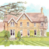 House portrait: Holly House. A4 commissionahouseportrait_watercolourportrait_sallybarton