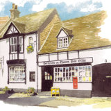 Portrait of Dorchester on Thames Post Office (now a private home). A4 commissionahouseportrait_village house_Dorchesterpostoffice_sallybarton