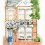 House portrait: Victorian terraced house, SW London. A4 houseportrait_sallybarton_watercolourportrait