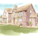 House portrait: Stone Cottage in Wales. A4 commissionahouseportrait_watercolour_portrait_cottage_sallybarton