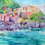 Cinque Terre Manarola - Oil on canvas - 50 x 50