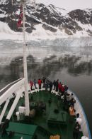 Ship and glacier in Spitsbergen