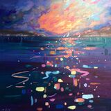 Fiery sunset oil 12” x 12” SOLD