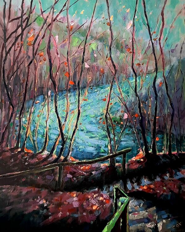 The flow of light oil on board 20" x 16" £295