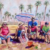 Watching the action oil on board 12 x 9.5" £250