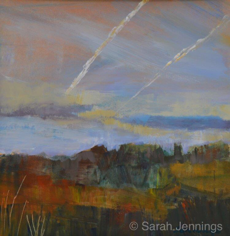 Vapour trails.Winter afternoon