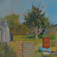 Apples on the Allotment (currently on exhibition at Stamford Arts Centre priced £165 framed)