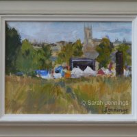 Stamford music festival from the meadows (plein air-The Great Stamford Brush Off July 2016) (SOLD)