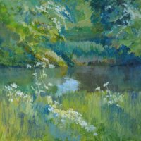 Welland with may blossom and cow parsley (sold)