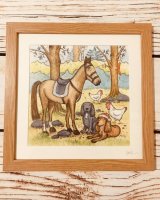 framed watercolour painting with a background