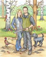 watercolour painting with a background from photos