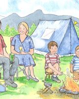 Family camping holiday