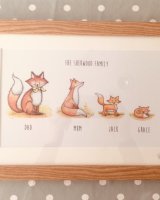 Framed fox family picture personalised