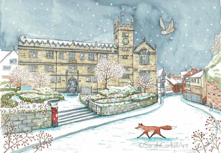 Shrewsbury library in Winter