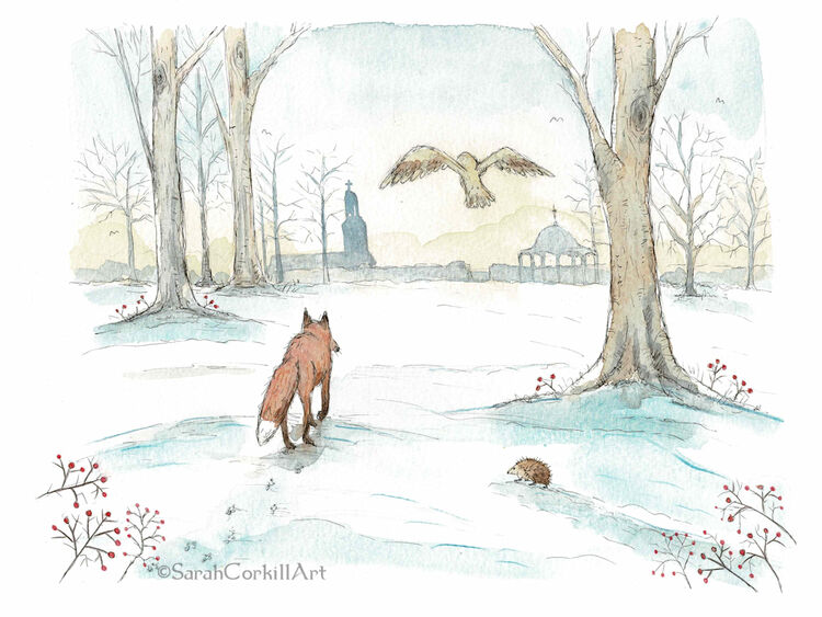 Fox, Owl, and Hedgehog walking