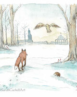 Fox, Owl, and Hedgehog walking