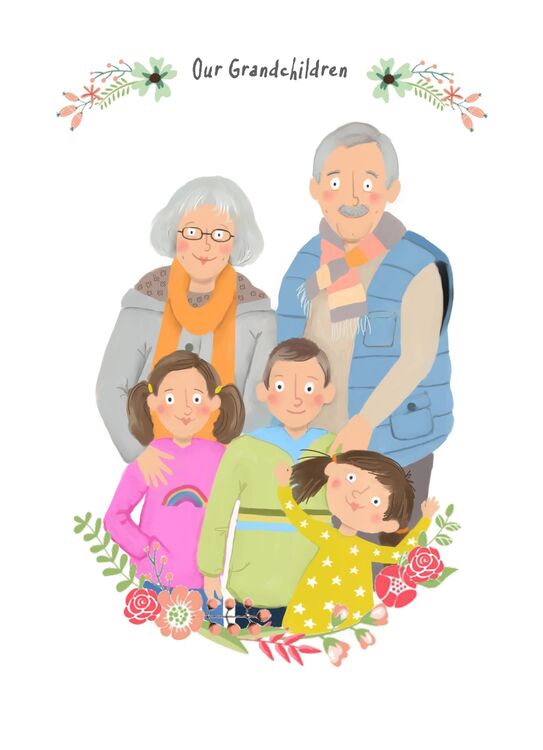 Digital hand drawn family portraits from photos
