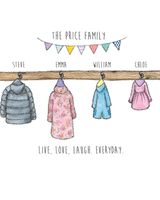 family coats on hooks