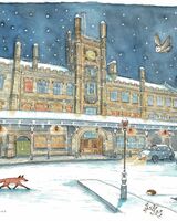 Shrewsbury railway station winter scene