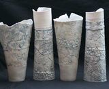 Porcelain vessels inspired by winter textures